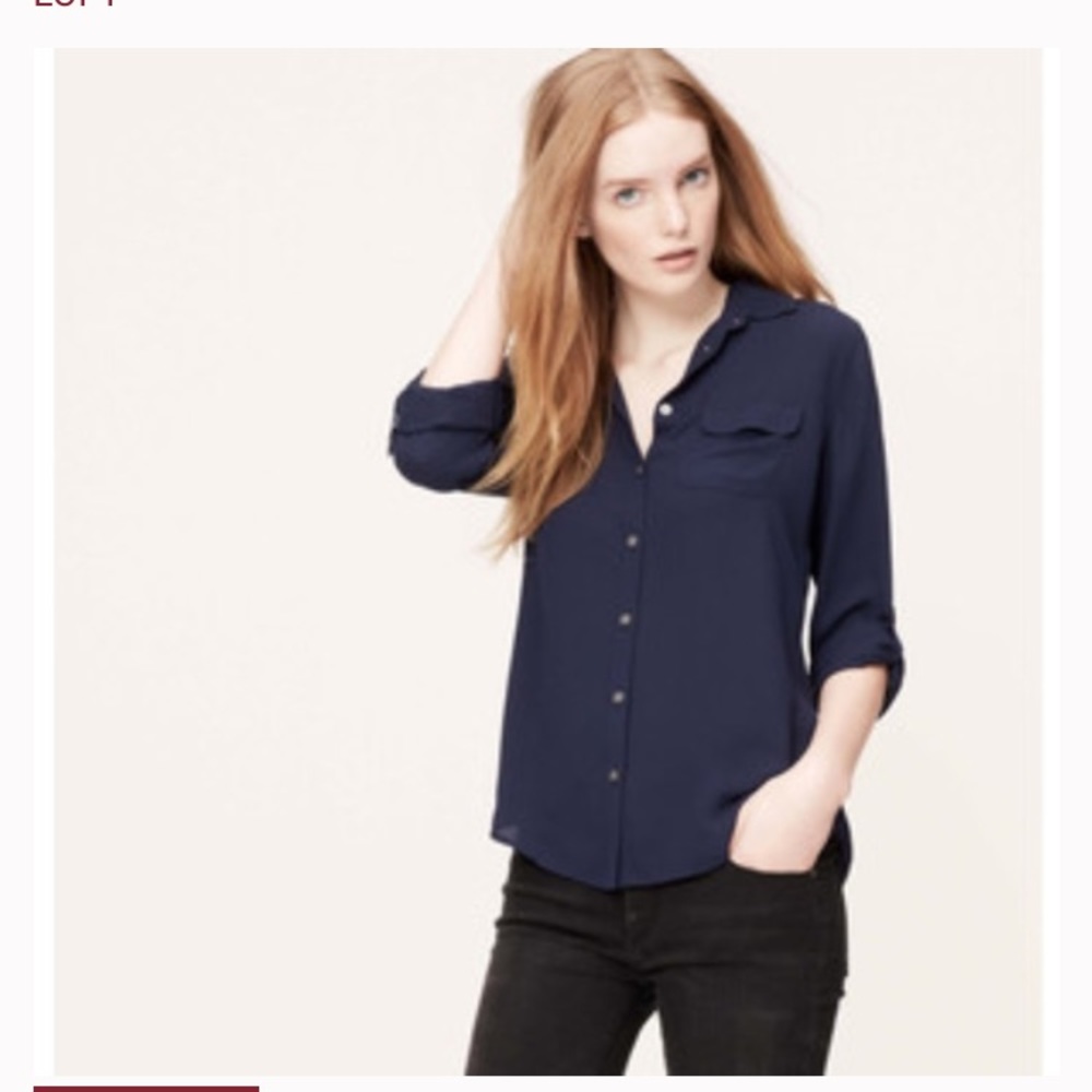 Loft Roll Sleeve Utility Blouse